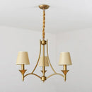 Ljojo Green Fabric Lampshade Copper Iron LED Pendant Light Chandelier for Home Decoration