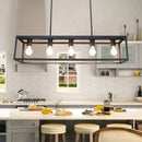 Ljojo American Retro Industrial Style Chandelier - Black Wrought Iron Dining Room Lighting