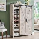 Ljojo™ Sliding Door Shoe Storage Cabinet, 7-Tier Farmhouse Organizer