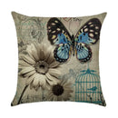 Ljojo Linen Butterfly Flower Sofa Cushion Cover 45*45 - Home Decor Printed Pillow Case