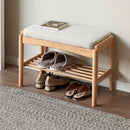 Ljojo™ Solid Wood Shoe Rack Bench with Cushion - Entryway, Living Room & Bedroom Organizer