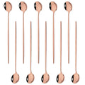 Ljojo Long Handle Mirror Ice Spoon Set - 10Pcs Stainless Steel Flatware & Bar Tools