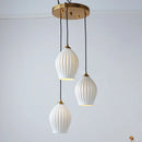 Elegant Ribbed Ceramic Pendant Lights by Ljojo - White Shade