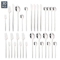 Ljojo 30-Piece Silver Mirror Cutlery Set Stainless Steel Dinnerware & Flatware