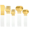 Ljojo 30-Piece Gold Stainless Steel Cutlery Set - Matte Flatware Silverware Kit