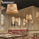 Bamboo Chandelier Chinese Retro Lantern LED Lighting Fixture for Restaurant Art Decor by Ljojo