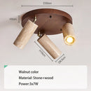 LED Spotlight Rotatable Lighting Fixture 3 Heads Walnut Log Wood Color Wall Foco by Ljojo