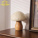 LED Mushroom Table Lamp Ceramic Wood Art Decor Desk Light - Ljojo