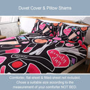 Ljojo Makeup Print Duvet Cover Set - All-Season Breathable Polyester Bedding