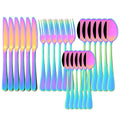 Ljojo 24-Piece Stainless Steel Rainbow Cutlery Set and Tableware