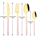 Ljojo 24Pcs Pink Gold Stainless Steel Cutlery Set - Western Flatware Tableware