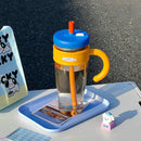 Ljojo 1100ML Large Capacity Straw Cup - Portable Leak-proof Water Bottle with Handle