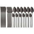 Ljojo 24-Piece Stainless Steel Dinnerware Set White Silver Flatware Tableware Kit