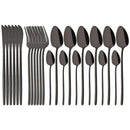 Ljojo 24-Piece Stainless Steel Dinnerware Set White Silver Flatware Tableware Kit