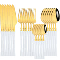 Ljojo 24-Piece Stainless Steel Cutlery Set - Knife Fork Spoon Dinnerware Silverware