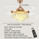 42 inch Dimmable LED Crystal Ceiling Fan Light Modern Retractable Fandelier for Bedroom by Ljojo