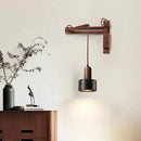 Ljojo Mid Century Modern LED Wall Light - Black Travertine Folding Bedside Lamp