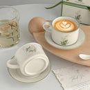 Ljojo Lily of The Valley Ceramic Coffee Cup Saucer Set Luxury Tea Mocha Milk Cup