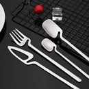 Ljojo 24Pcs Stainless Steel Flatware Set: Matte Knife Fork Spoon Teaspoon for Dining & Kitchen