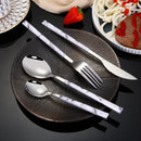 Ljojo Marble Pattern Stainless Steel Cutlery Set - 5Pcs Western Dinnerware