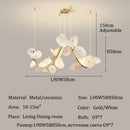 Ljojo Modern Lotus Leaf Ceramics Chandelier Hanging Pendant Lights Home Decor