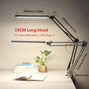 LED Desk Lamp Adjustable Foldable Double Swing Arm Light for Dorm Study Office - Dimmable