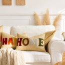 Embroidered Happy Home Pillow Cover by Ljojo for Living Room & Bedroom