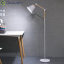 Modern Industrial Retro LED Floor Lamp Swing Arm Solid Wood Art Chandelier by Ljojo