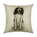 Cute Dog Watercolor Linen Cushion Cover 45*45cm - Ljojo