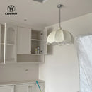 French Cream-Style Fabric E27 Pendant Light Chandelier for Bedroom & Living Room by Ljojo