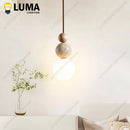 Ljojo Japanese Style Yellow Travertine Pendant Lights | Nature Stone Hanging Lamps for Bedroom Kitchen