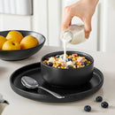 Ljojo 24/48-Piece Stoneware Dinner Set - Elegant Black Ceramic Plate Collection