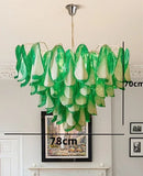 Large Green Petal Glass Chandelier Pendant Light Fixture for Living Room by Ljojo