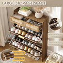 Ljojo™ Rattan Shoe Cabinet: 2 Flip-Top Drawers, 2 Extra Drawers, Compact Entrance Organizer