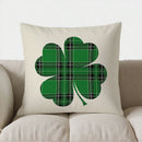 Ljojo Lucky Green Plaid Shamrock Throw Pillow Cover
