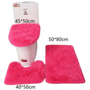 Ljojo 3 Piece White Bathroom Rugs Sets Non-Slip Bath Mats Lid Cover Contour Mat