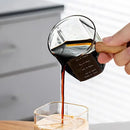 Ljojo 120ml Espresso Measuring Cup Double Bottom Hexagon Wood Handle Glass Mug