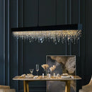 Ljojo Luxury LED Crystal Chandelier Gold/Black Hanging Light for Modern Kitchen Island