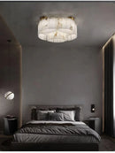 Gold Stone Ceiling Lamp Luxury Marble Lighting Copper Bedroom Decor by Ljojo