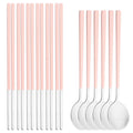 Ljojo 12-Piece Green Handle Stainless Steel Dinnerware Set chopsticks spoons flatware