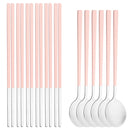 Ljojo 12-Piece Green Handle Stainless Steel Dinnerware Set chopsticks spoons flatware