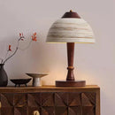 Ceramic Lampshade Desk Lamp Wood Base | Elegant Bedroom Parlor Lighting by Ljojo