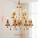 French Red Crystal Chandelier Pendant Light by Ljojo - Luxury Copper E14 LED Hanging Lamp