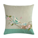 Blue Flower Bird Branch Pattern Cushion Set by Ljojo - Square Pillowcase Home Decoration