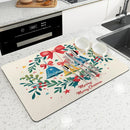 Christmas Bells Drying Mat: Absorbent Dish & Cup Placemat by Ljojo