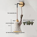 Ljojo LED Pull Chain Wall Sconce Cement Shade Wood Stair Light