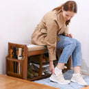 Ljojo™ Bamboo Shoe Storage Bench with Hidden Drawer and Organizer