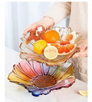 Ljojo Melon Seed & Fruit Plate Set on Crystal Glass Coffee Table
