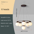 Nordic Style Wood LED Chandelier Modern Ring Lamp Glass Ball Decor Pendant Lights