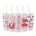 Ljojo 24oz Christmas Plastic Cup with Straw and Lid for Santa Parties
